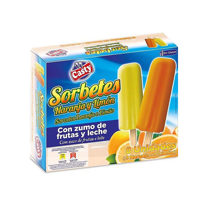 Helado de sorbete de limón y naranja sin gluten