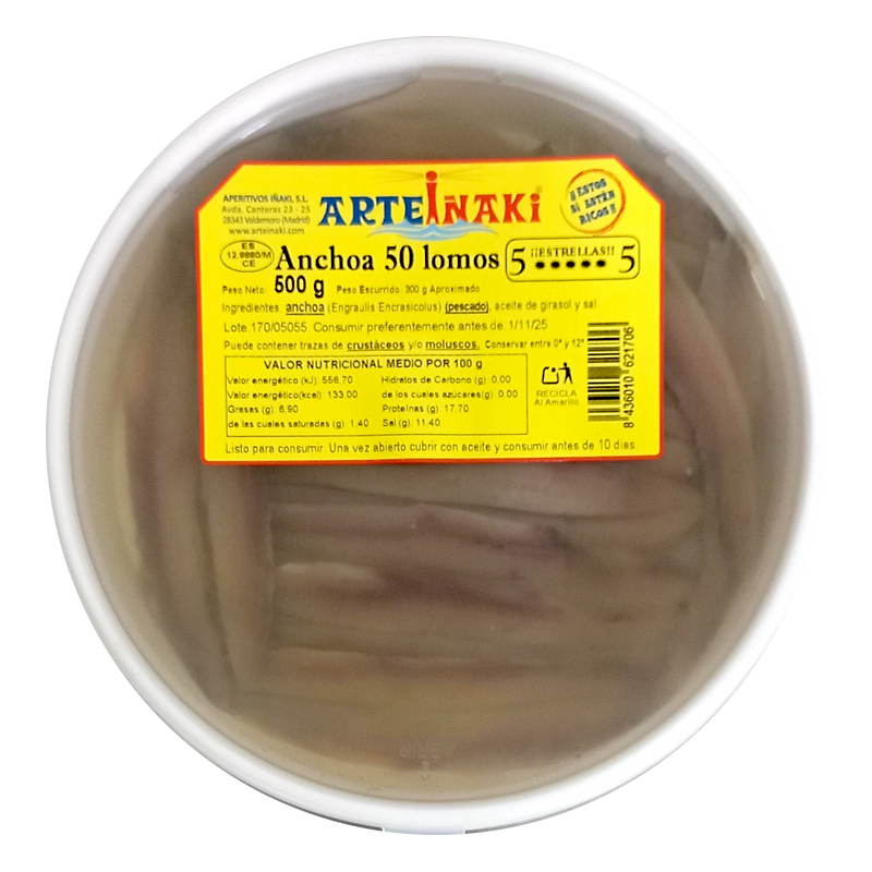 ANXOVA FIL.CANT. 00 AMB OLI 6/450g.(50apx.) (CESMAR)