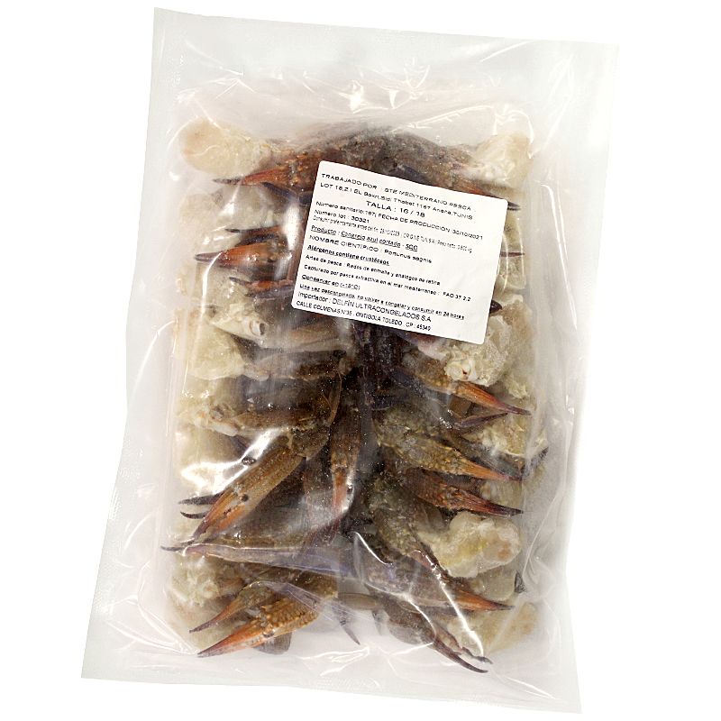 Cangrejo azul cortado