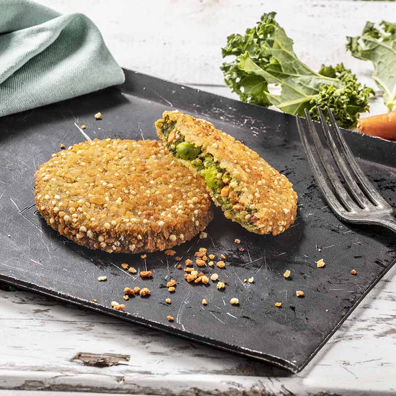 Hamburguesa de kale y quinoa vegana sin lactosa