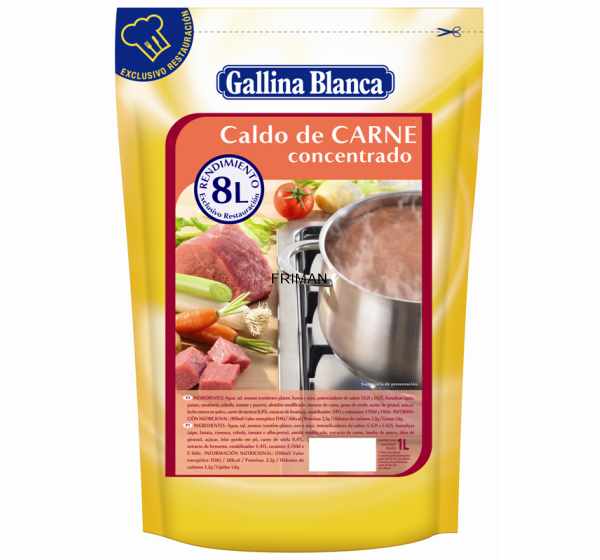 Caldo carne concentrado 1=8l.
